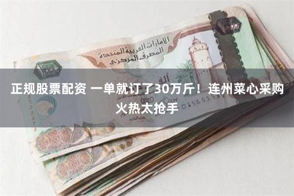 正规股票配资 一单就订了30万斤！连州菜心采购火热太抢手