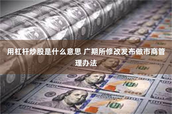 用杠杆炒股是什么意思 广期所修改发布做市商管理办法