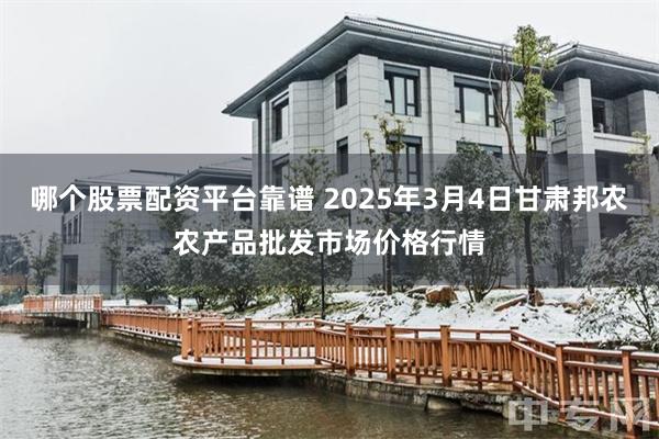 哪个股票配资平台靠谱 2025年3月4日甘肃邦农农产品批发市场价格行情